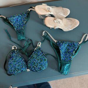 Angel Competition Bikini (Crystal Radiance with two bottoms) and heels